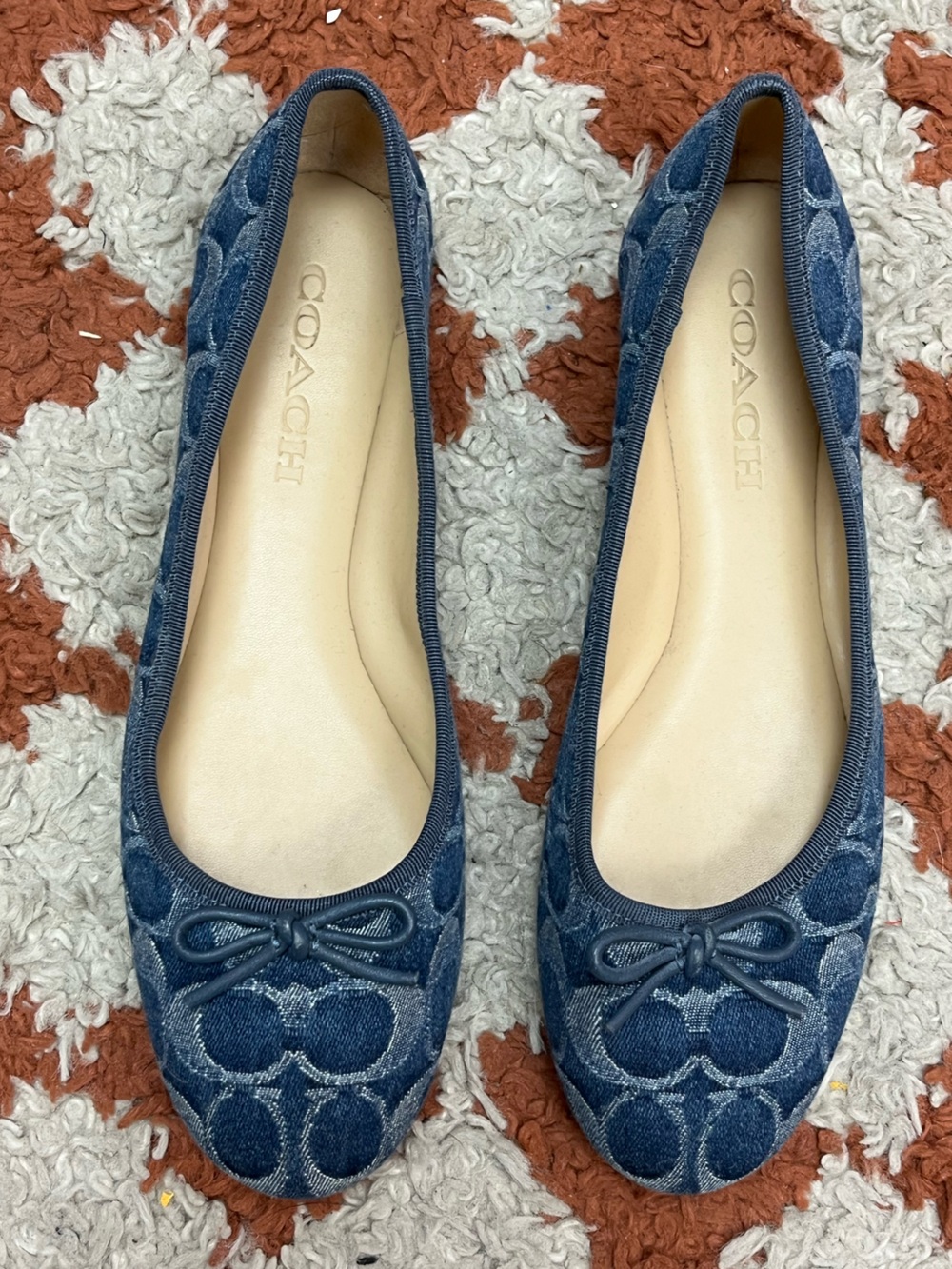 Coach Navy Signature Jacquard Ballet Flats